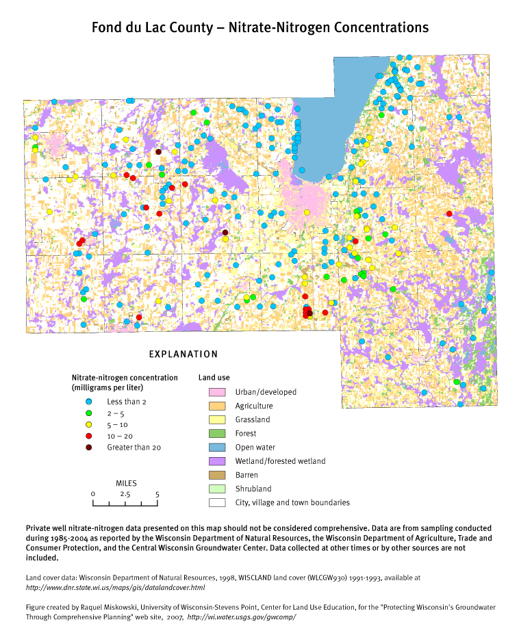 Fond du Lac County nitrate-nitrogen concentrations