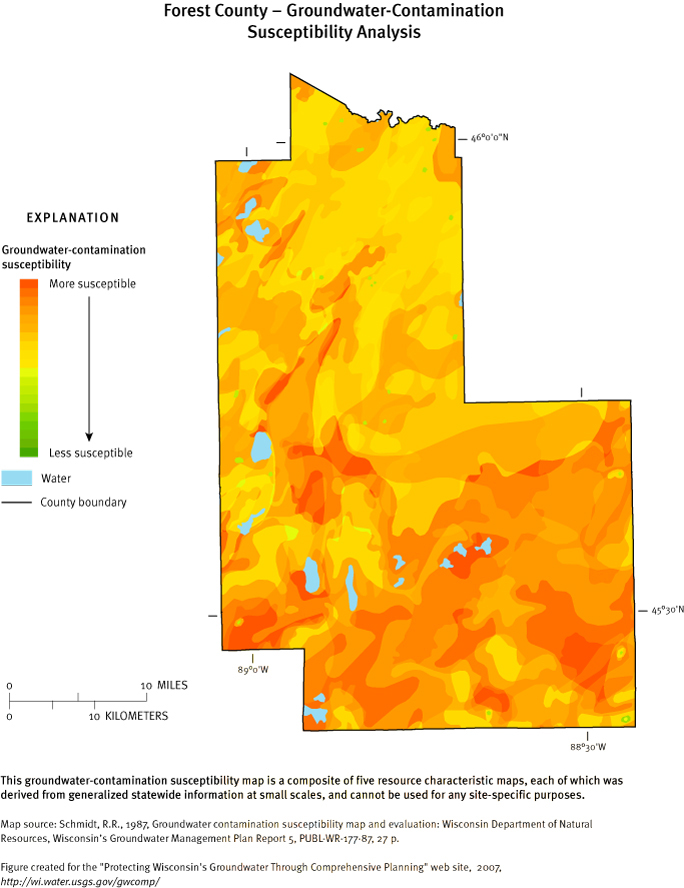 Forest County Groundwater Contamination Susceptibility Analysis Map