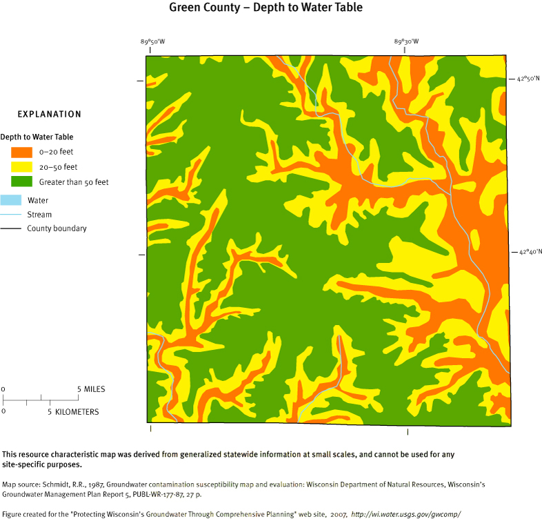 Green County Depth of Water Table