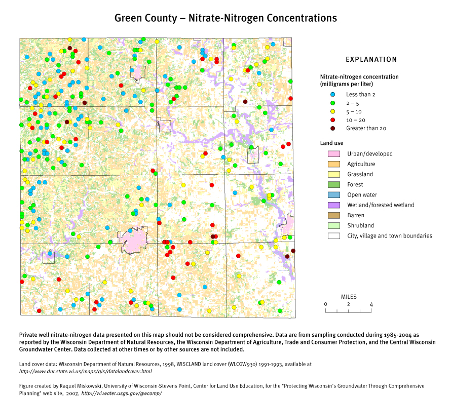 Green County nitrate-nitrogen concentrations