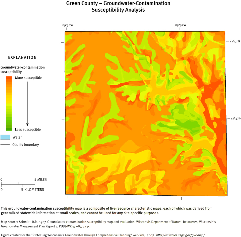Green County Groundwater Contamination Susceptibility Analysis Map