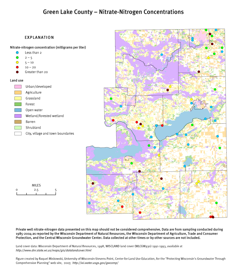 Green Lake County nitrate-nitrogen concentrations