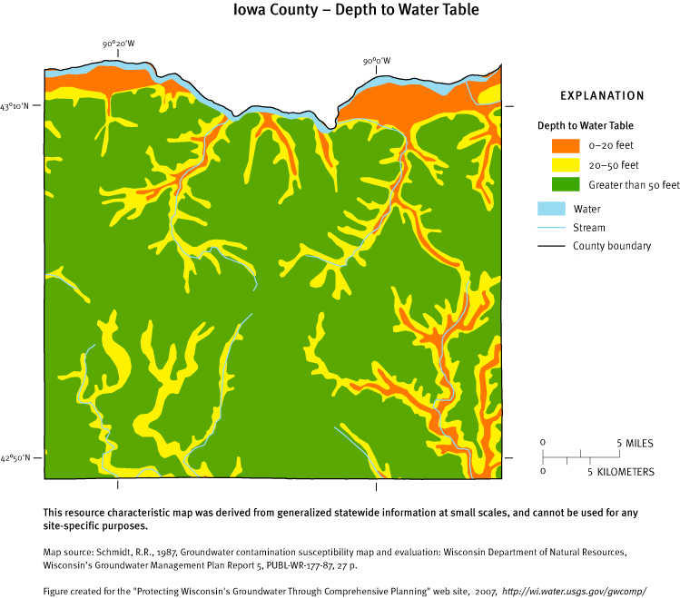 Iowa County Depth of Water Table