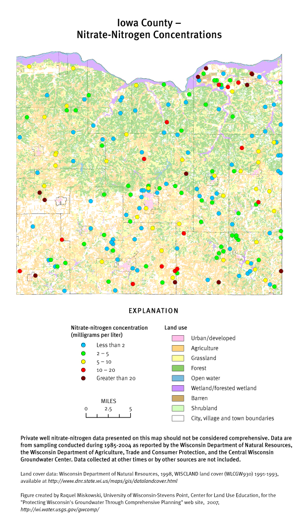 Iowa County nitrate-nitrogen concentrations