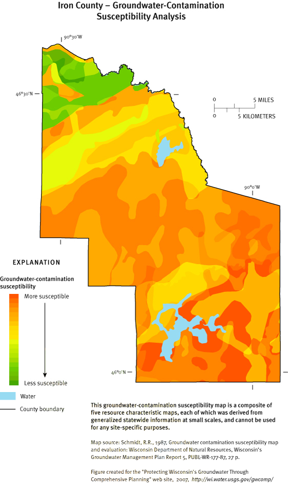 Iron County Groundwater Contamination Susceptibility Analysis Map
