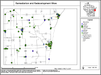 Map of BRRTS sites in Kewaunee County
