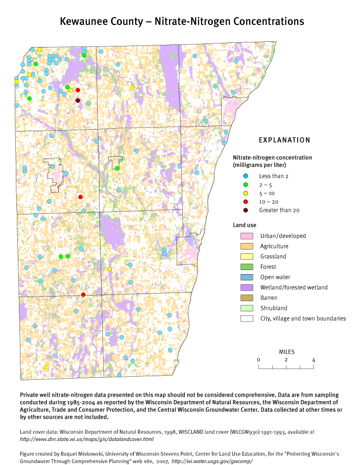 Kewaunee County nitrate-nitrogen concentrations