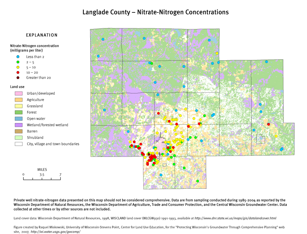 Langlade County nitrate-nitrogen concentrations