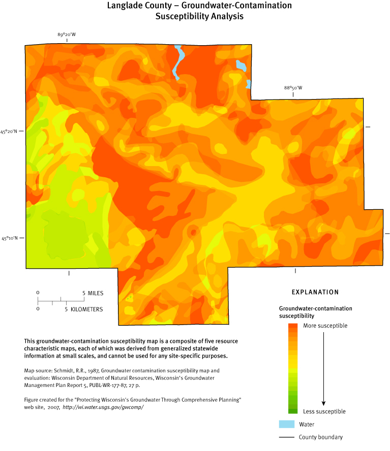 Langlade County Groundwater Contamination Susceptibility Analysis Map
