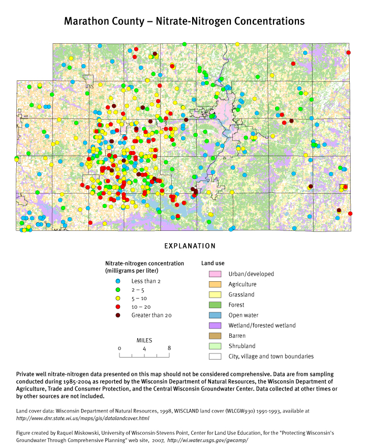 Marathon County nitrate-nitrogen concentrations