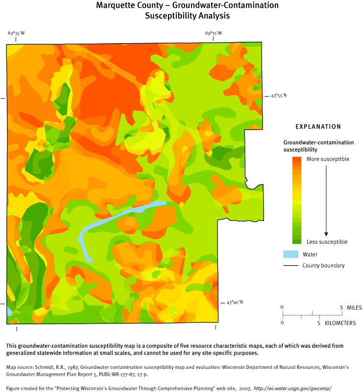 Marquette County Groundwater Contamination Susceptibility Analysis Map
