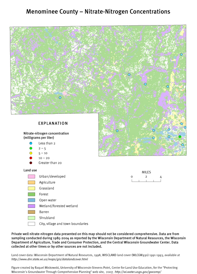 Menominee County nitrate-nitrogen concentrations