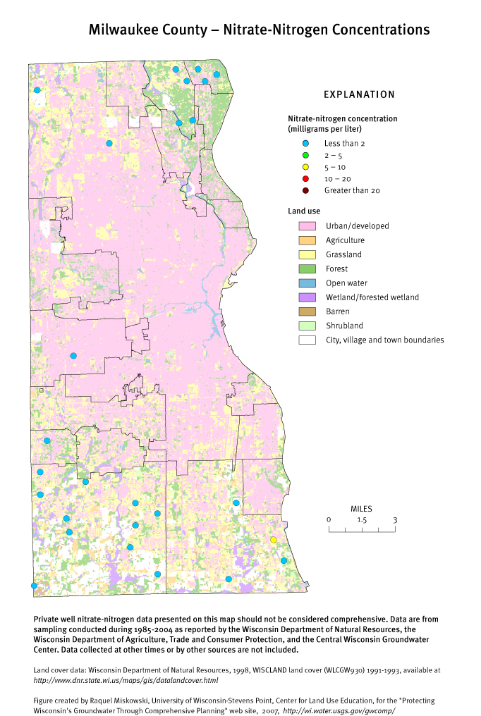 Milwaukee County nitrate-nitrogen concentrations