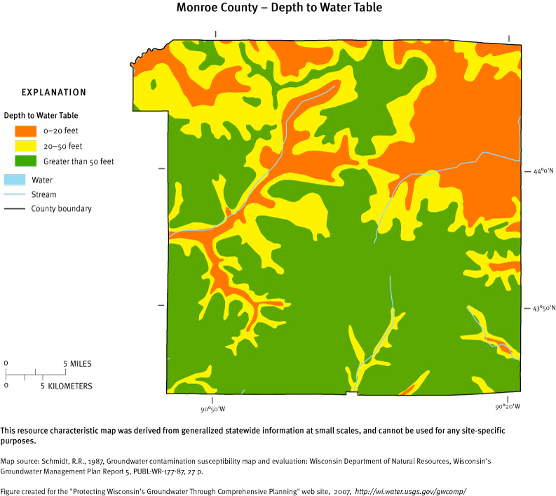 Monroe County Depth of Water Table