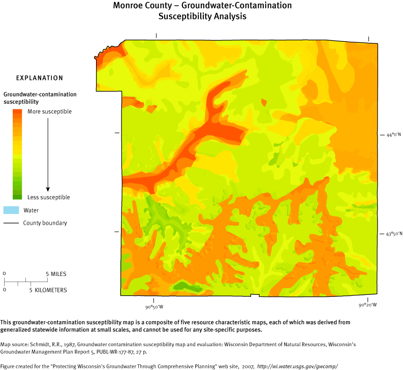 Monroe County Groundwater Contamination Susceptibility Analysis Map