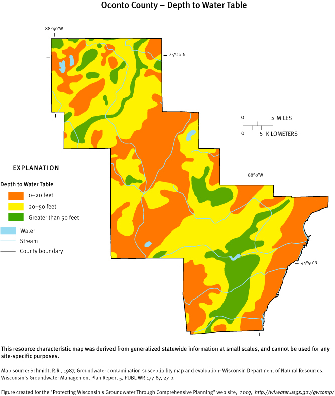 Oconto County Depth of Water Table