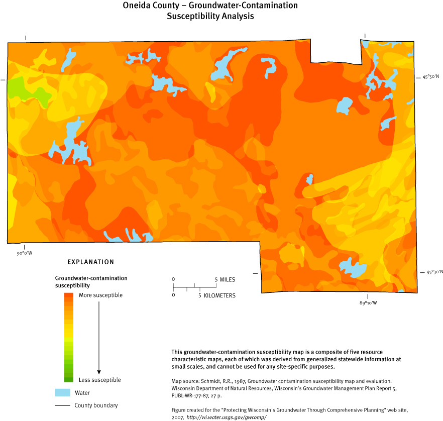Oneida County Groundwater Contamination Susceptibility Analysis Map