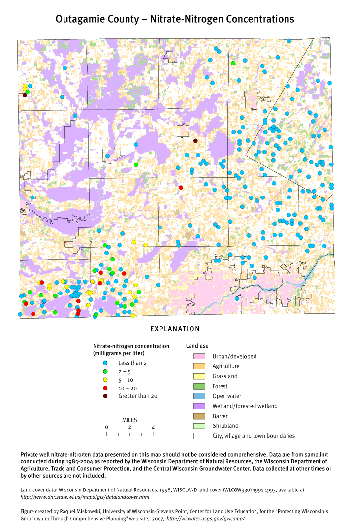 Outagamie County nitrate-nitrogen concentrations