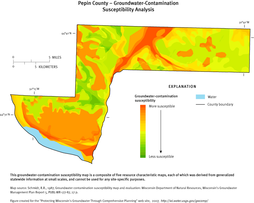 Pepin County Groundwater Contamination Susceptibility Analysis Map