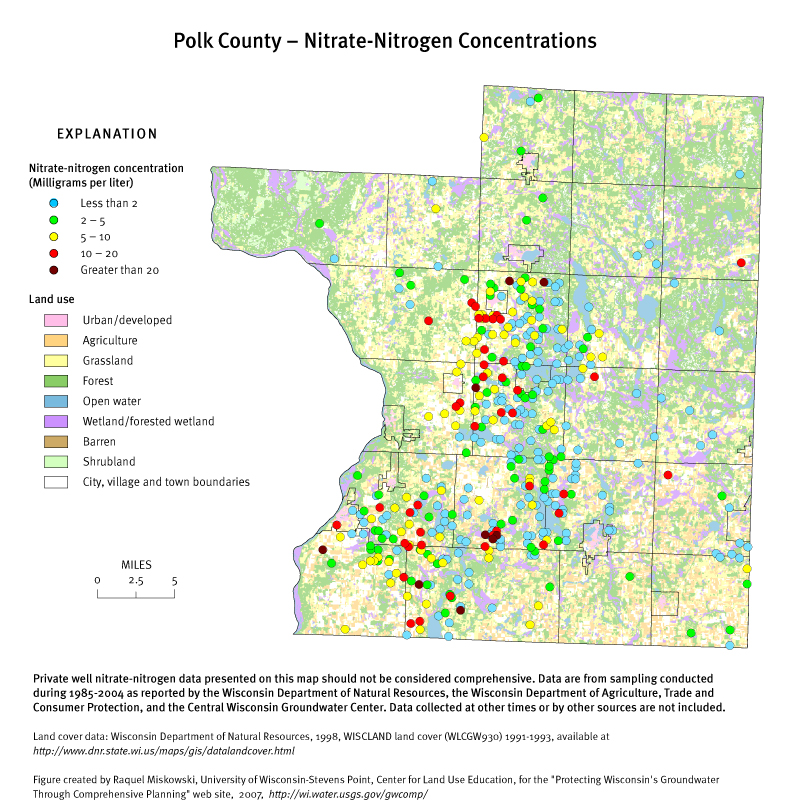 Polk County nitrate-nitrogen concentrations
