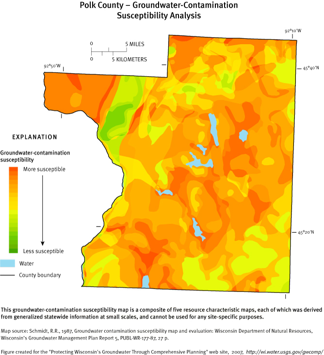 Polk County Groundwater Contamination Susceptibility Analysis Map