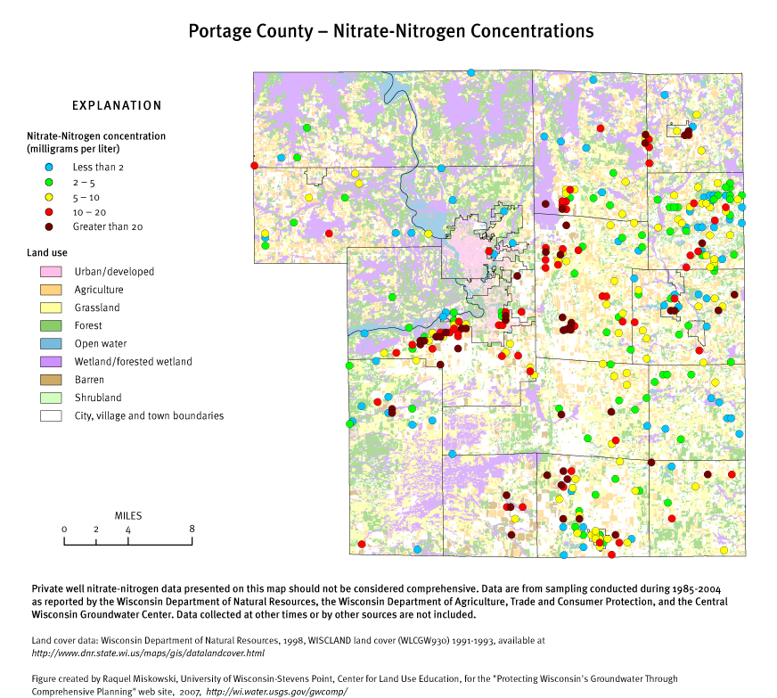 Portage County nitrate-nitrogen concentrations