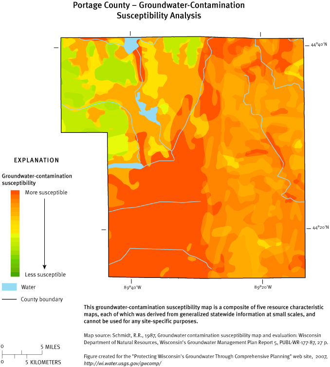 Portage County Groundwater Contamination Susceptibility Analysis Map