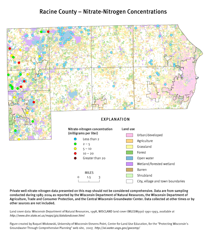 Racine County nitrate-nitrogen concentrations