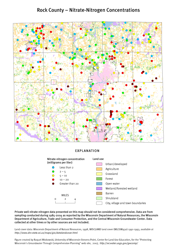 Rock County nitrate-nitrogen concentrations
