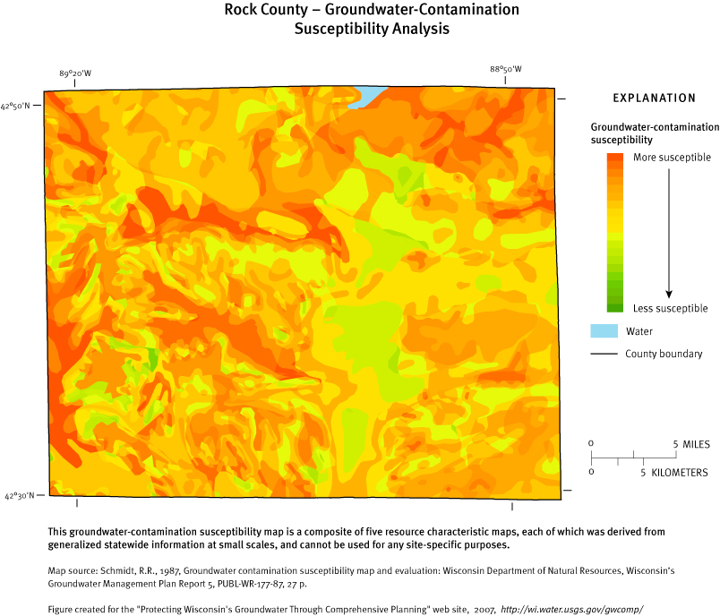Rock County Groundwater Contamination Susceptibility Analysis Map
