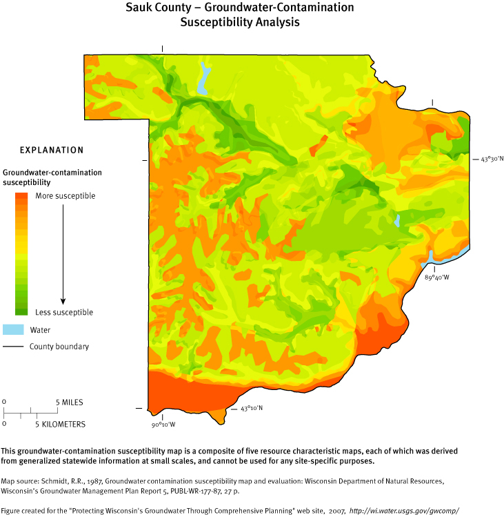 Sauk County Groundwater Contamination Susceptibility Analysis Map