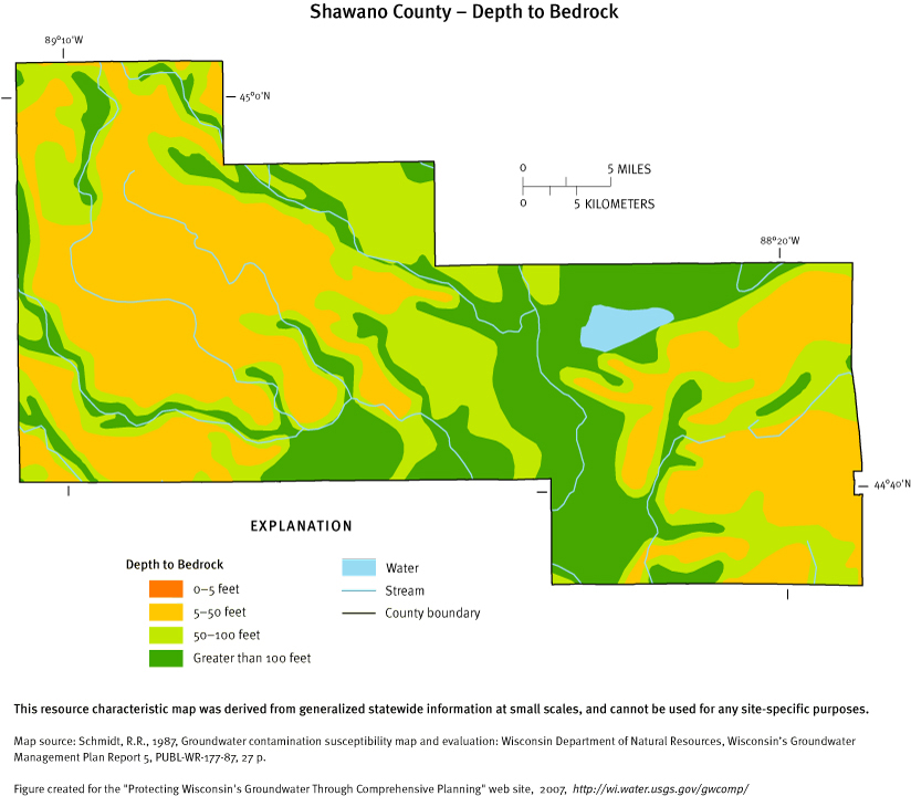 Shawano County Depth to Bedrock