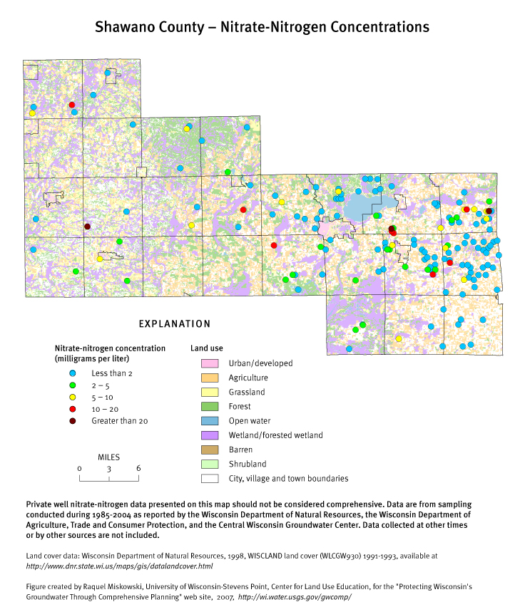 Shawano County nitrate-nitrogen concentrations