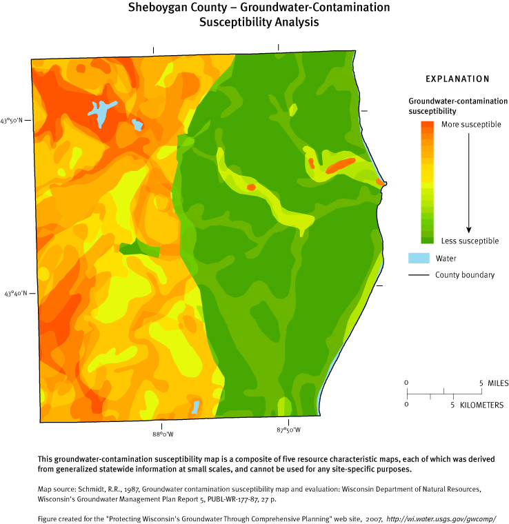 Sheboygan County Groundwater Contamination Susceptibility Analysis Map