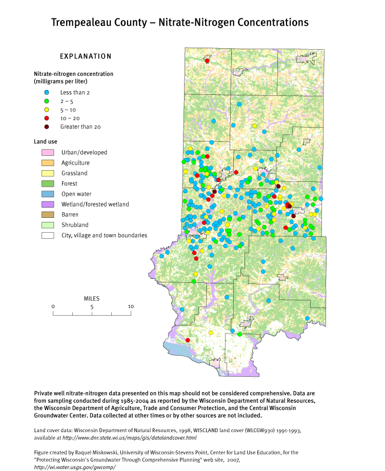 Trempealeau County nitrate-nitrogen concentrations
