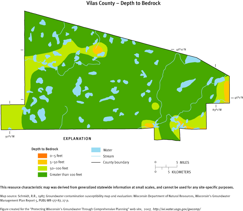 Vilas County Depth to Bedrock