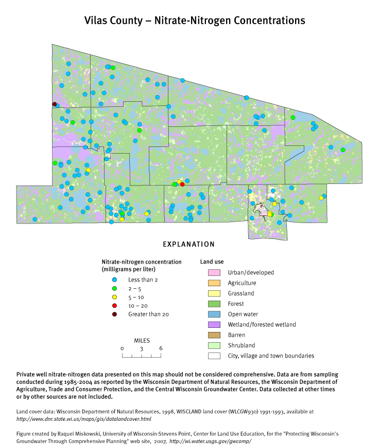 Vilas County nitrate-nitrogen concentrations