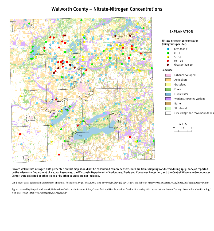 Walworth County nitrate-nitrogen concentrations