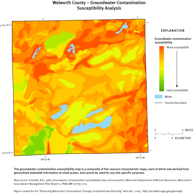 Walworth County Groundwater Contamination Susceptibility Analysis Map