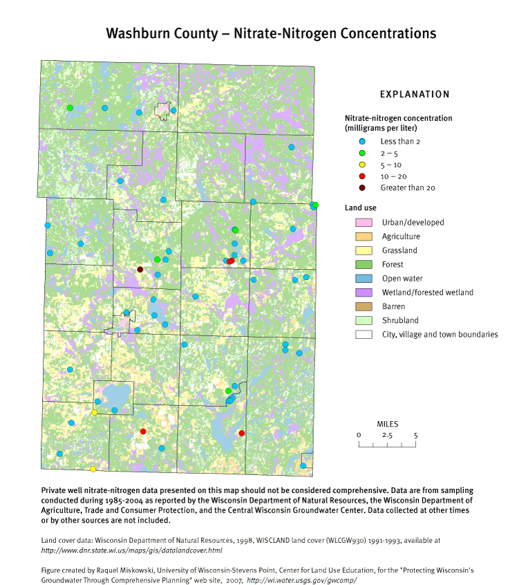 Washburn County nitrate-nitrogen concentrations