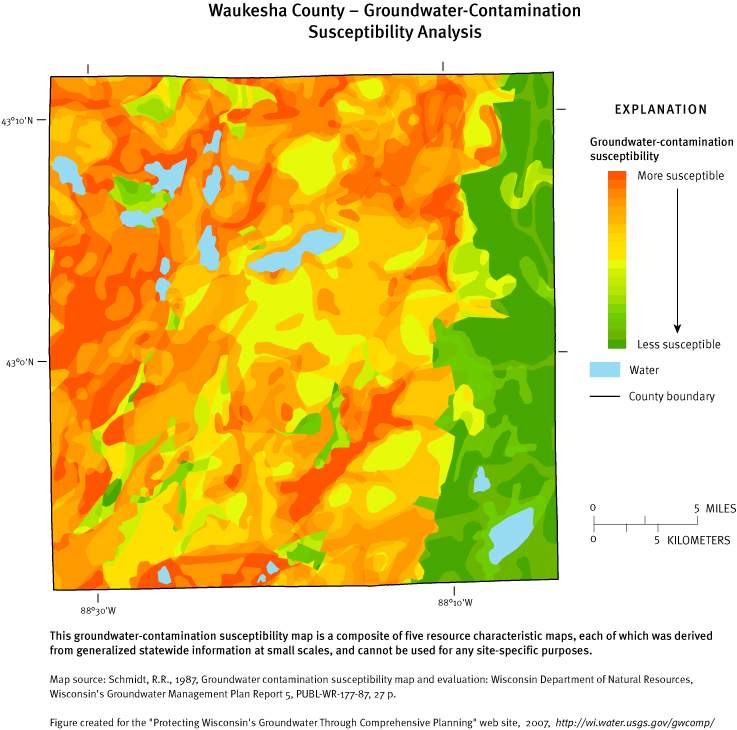 Waukesha County Groundwater Contamination Susceptibility Analysis Map