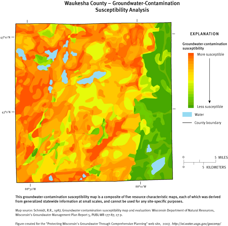 Waukesha County Gis Map Protecting Groundwater In Wisconsin Through Comprehensive Planning - Waukesha  County Susceptibility Maps