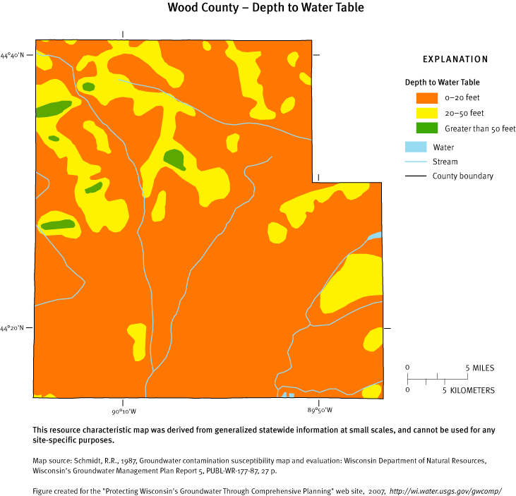 Wood County Depth of Water Table