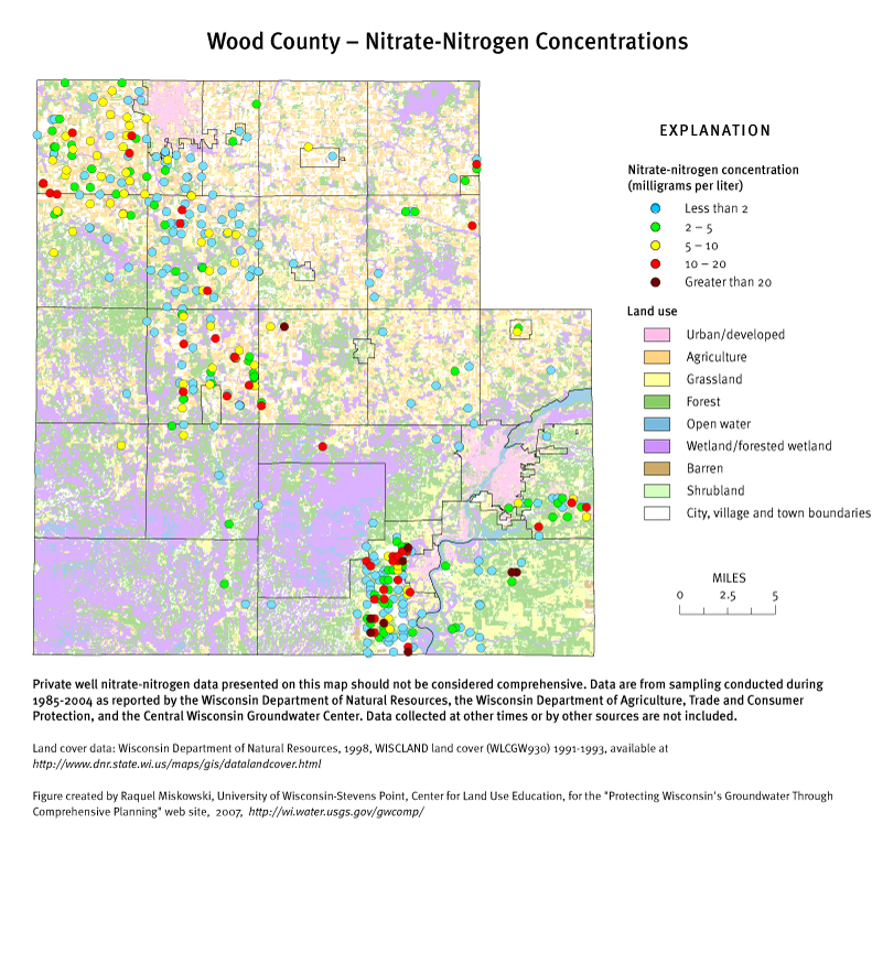 Wood County nitrate-nitrogen concentrations