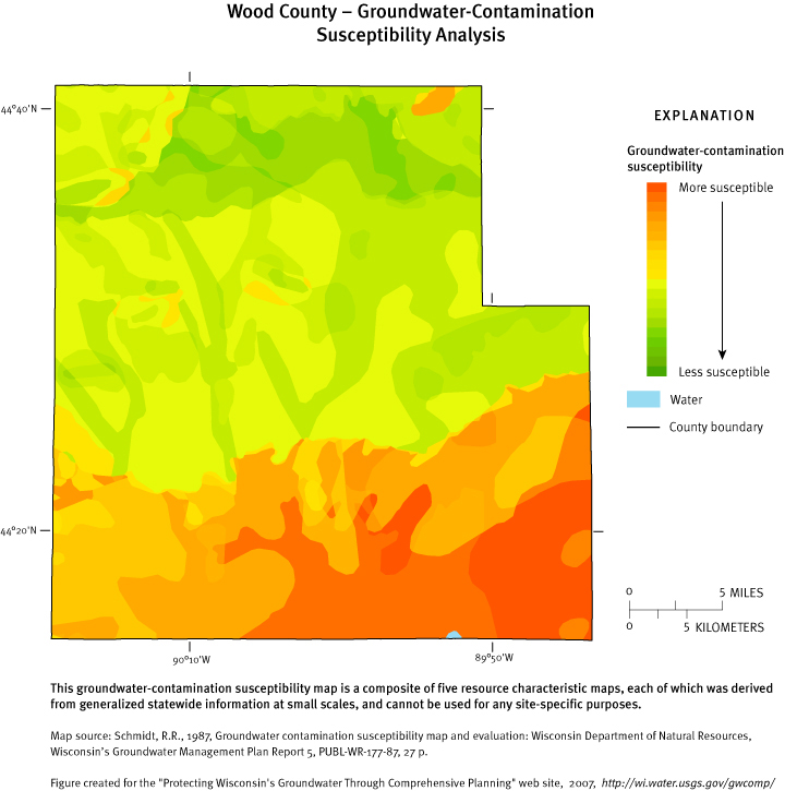 Wood County Gis Map Wi Protecting Groundwater In Wisconsin Through Comprehensive Planning - Wood  County Susceptibility Maps